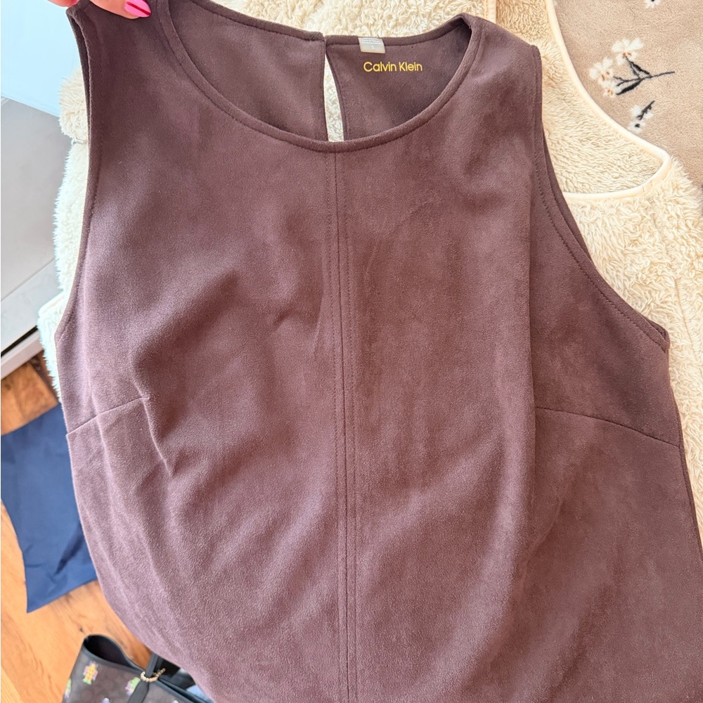 Calvin Klein Chocolate Sleeveless Blouse